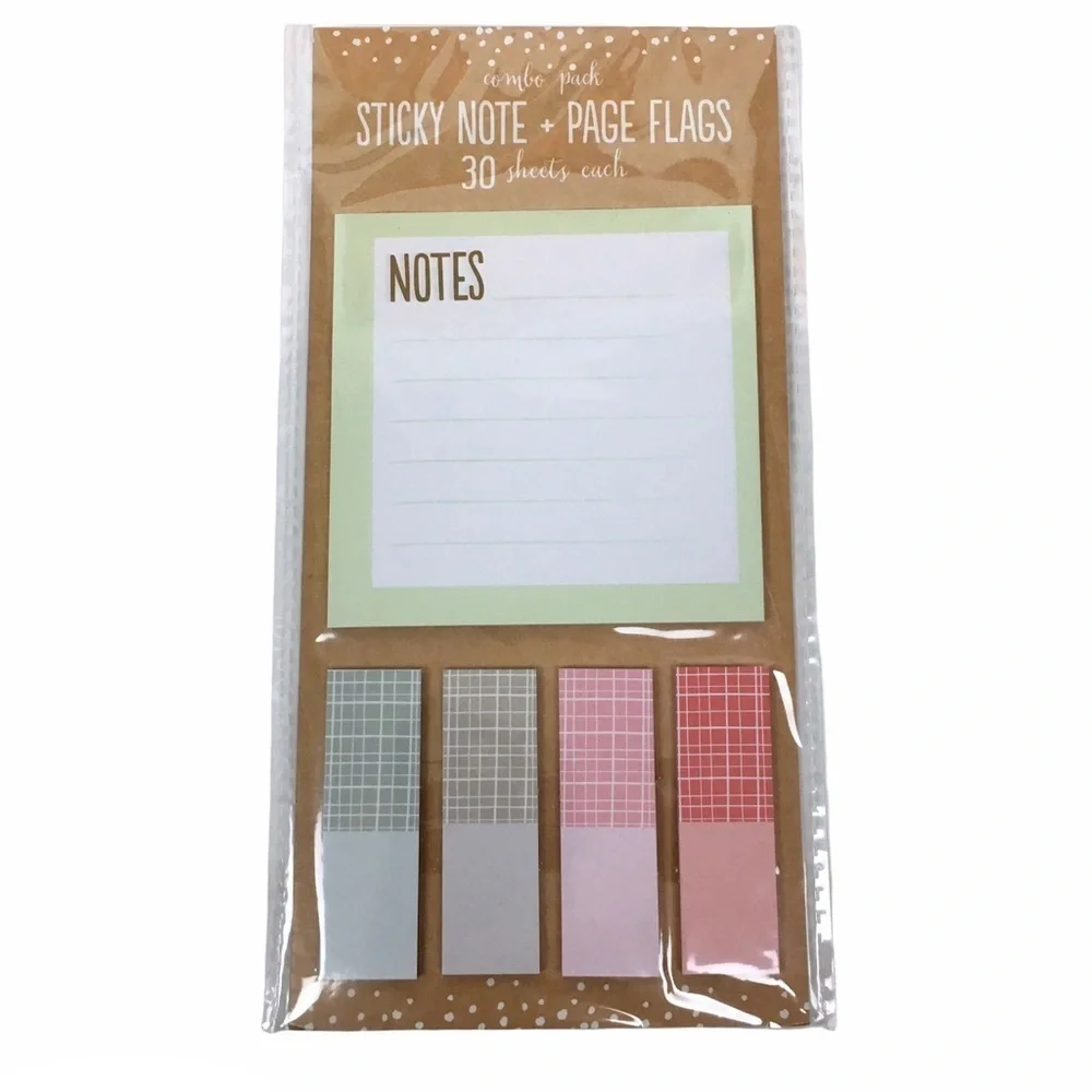 Christmas Plaid Dots Stationery Set Notepad Sticky Notes Page Flags Washi Tape
